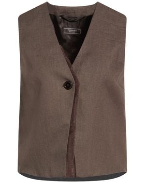 Peserico Dark Tailored Vest Linen, Polyester - Brown