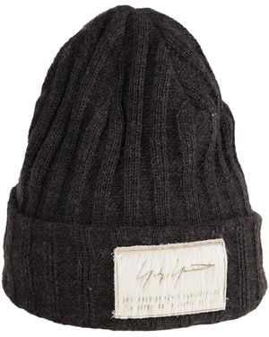 Yohji Yamamoto Hat Acrylic, Nylon, Wool, Leather - Black