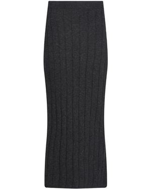 ViCOLO Charcoal Midi Skirt Viscose, Polyamide, Wool, Cashmere - Black