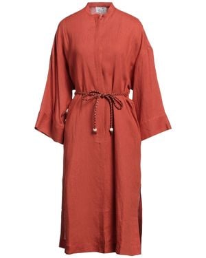 Niu Midi Dress Linen - Red