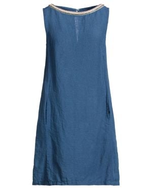 120% Lino Mini Dress Linen - Blue