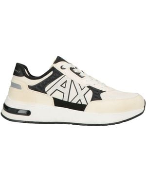 ARMANI EXCHANGE Cream Trainers Textile Fibres, Synthetic Material - White