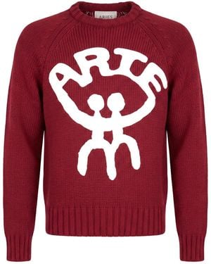 Arte' Burgundy Sweater Cotton, Polyester - Red