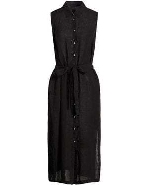 120% Lino Midi Dress Linen - Black