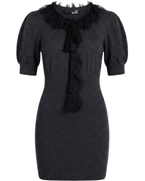Love Moschino Charcoal Mini Dress Virgin Wool - Black