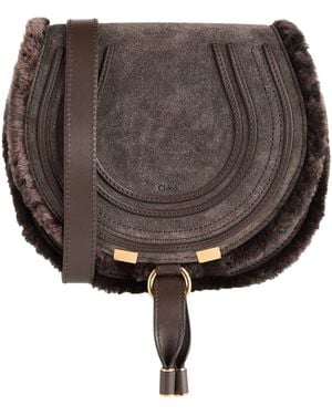 Chloé Taupe Cross-Body Bag Shearling - Gray