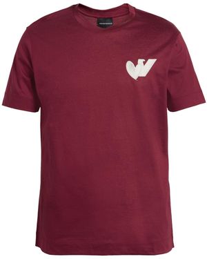 Emporio Armani Burgundy T-Shirt Cotton - Red