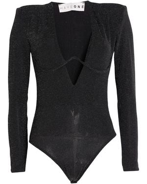 Haveone Bodysuit Polyamide, Metallic Fiber, Elastic Fibers - Black