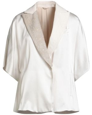 Brunello Cucinelli Ivory Blazer Acetate, Viscose, Polyester, Cotton, Linen - White