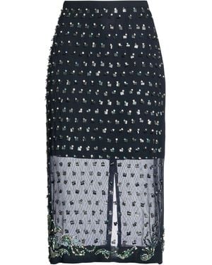 Dries Van Noten Midnight Midi Skirt Viscose - Blue