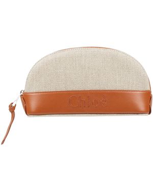 Chloé Beauty Case Linen, Calfskin - White