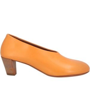 Marsèll Leather Round-Toe Cone-Heel Court Shoes - Orange