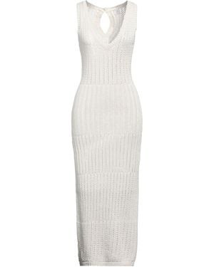 Eleventy Maxi Dress Cotton, Metallic Fiber, Polyamide - White