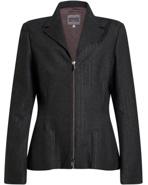 Versace Jeans Couture Charcoal Blazer Polyester, Viscose, Wool, Elastane - Black