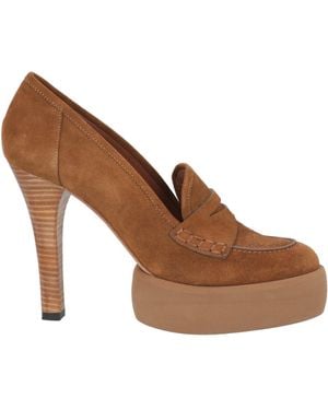 Paloma Barceló Camel Loafers Leather - Brown