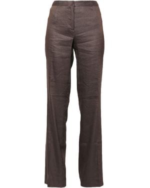Blue Les Copains Dark Pants Linen, Viscose, Elastane - Gray