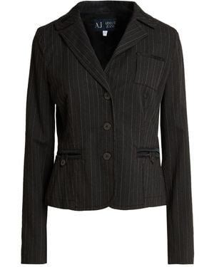 Armani Jeans Charcoal Blazer Polyester, Viscose, Virgin Wool, Elastane - Black
