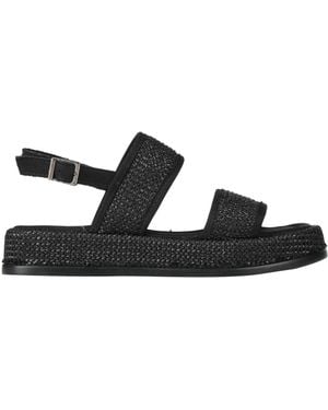Osey Sandals Natural Raffia, Textile Fibers - Black