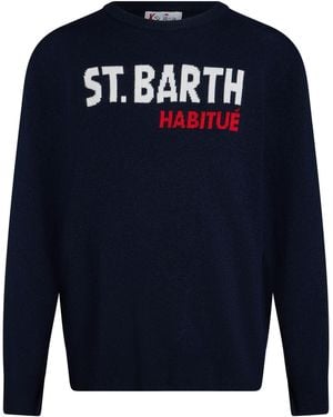 MC2 Saint Barth Après-Ski Collection Midnight Sweater Wool, Viscose, Polyamide, Cashmere - Blue