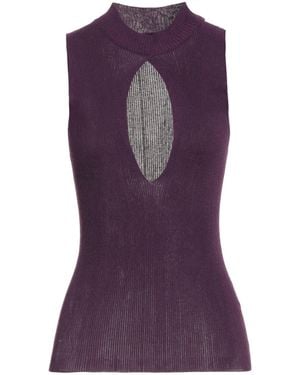 Grifoni Viscose-Blend Sleeveless Turtleneck Knit Top - Purple