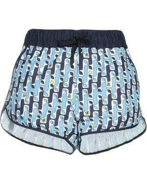 Moncler Grenoble Ladies Abstract Printed Shorts - Blue
