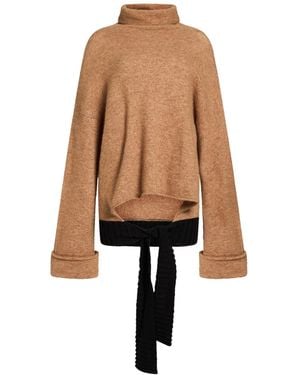 Pierantonio Gaspari Camel Turtleneck Virgin Wool, Alpaca Wool, Polyamide, Elastane - Natural
