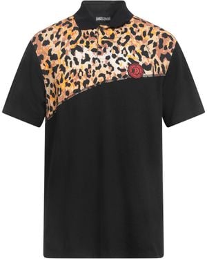 Just Cavalli Cotton Leopard-Print Polo Shirt - Black