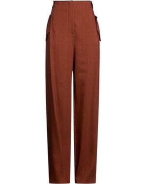 Alberta Ferretti Rust Pants Viscose, Linen, Elastane - Red