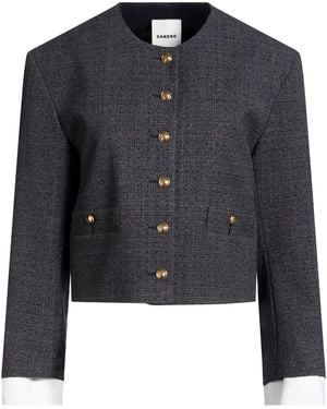 Sandro Charcoal Jacket Polyester, Viscose, Elastane - Blue