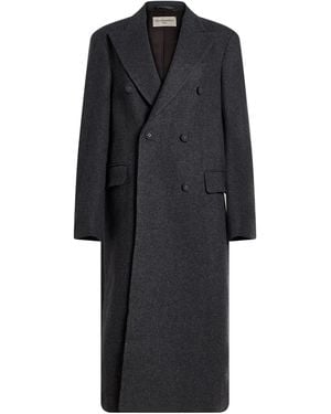 Officine Generale Charcoal Coat Wool - Black