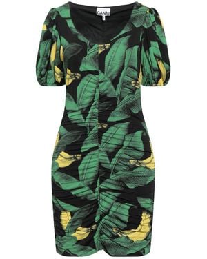 Ganni Floral-Print Bodycon Dress - Green