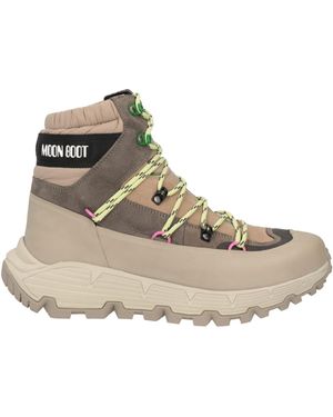 Moon Boot Ankle Boots Leather, Textile Fibers - Natural