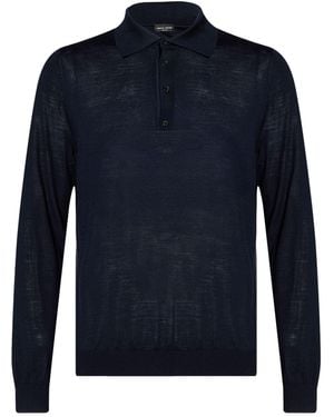 Roberto Collina Polo Shirt Merino Wool - Blue