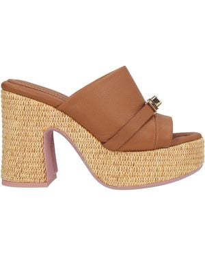Lorenzo Mari Tan Sandals Leather - Brown