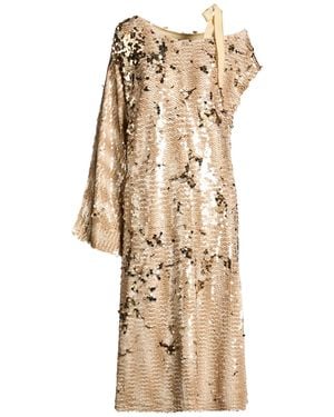 Erika Cavallini Semi Couture Midi Dress Polyester, Virgin Wool, Elastane - Natural
