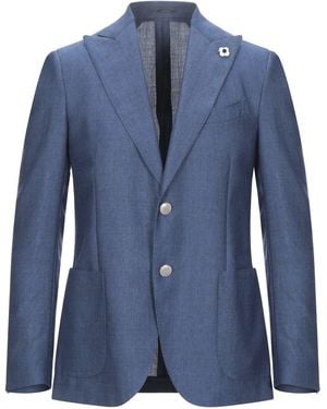Lardini Blazer Wool, Linen - Blue