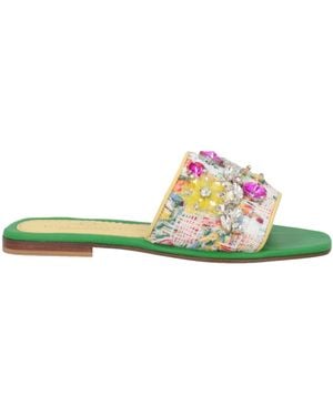 Elina Linardaki Sandals Leather, Textile Fibres - Green