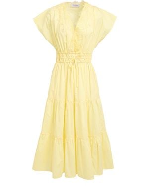 ERMANNO FIRENZE Midi Dress Cotton, Polyester, Polyamide - Yellow
