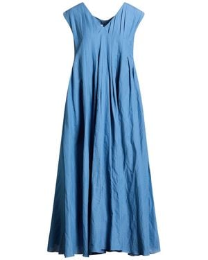Max Mara Slate Midi Dress Ramie, Cotton - Blue