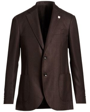 Lardini Dark Blazer Wool, Cotton, Silk - Brown