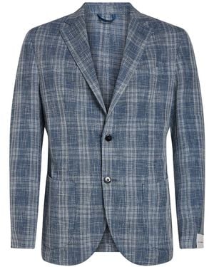 Luigi Bianchi Slate Blazer Wool, Cotton, Polyamide, Linen - Blue