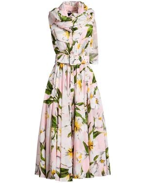 Samantha Sung Midi Dress Cotton - White
