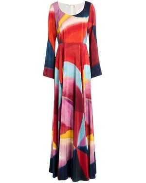 Chloé Brick Maxi Dress Silk - Red