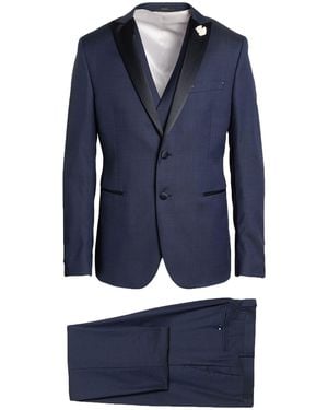 Paoloni Suit Virgin Wool, Cotton - Blue