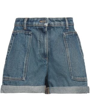 Valentino Garavani Denim Shorts Cotton, Calfskin - Blue