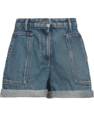 Valentino Garavani Denim Shorts Cotton, Calfskin - Blue