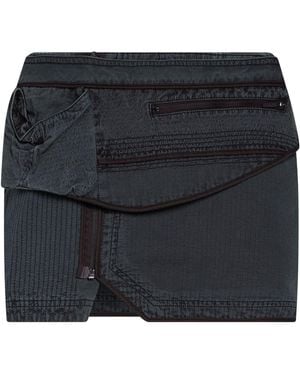 Hyein Seo Charcoal Mini Skirt Cotton, Polyurethane - Black