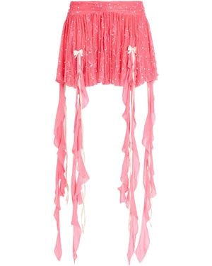 Aniye Records Coral Mini Skirt Polyamide, Elastane - Pink