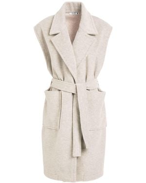 Please Light Overcoat & Trench Coat Polyester, Viscose - White