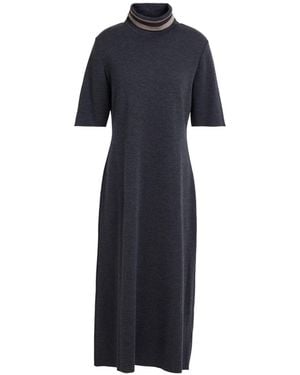 Purotatto Charcoal Midi Dress Merino Wool - Blue